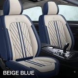 Beige and Blue Guard Car Seat Covers