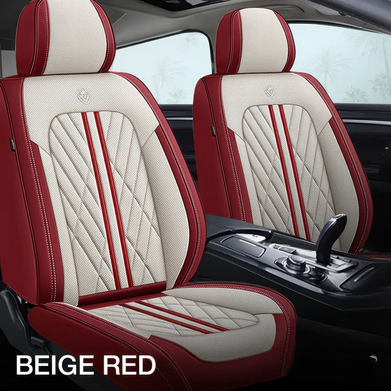 Beige & Red Comfort Guard Car Seat Covers