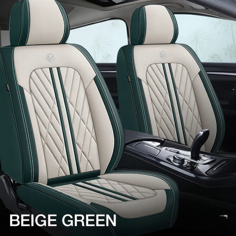 Beige Green Comfort Guard Car Seat Covers